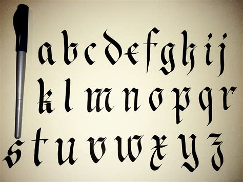 Fraktur Alphabet Kaligrafi