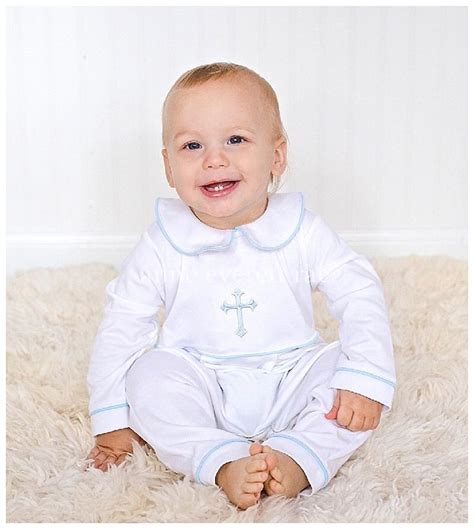 Luke Baptism Outfit White W Blue Trim Baby Boy Baptism Etsy Baby