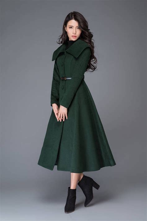 Green Princess Wool Coat Wool Coat Women Long Jacket For Etsy Fit