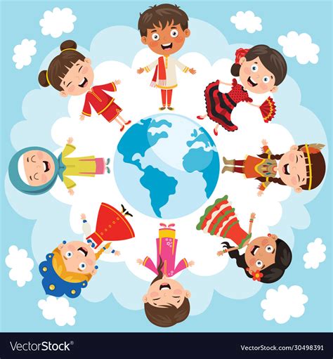 Circle Children Different Races Royalty Free Vector Image