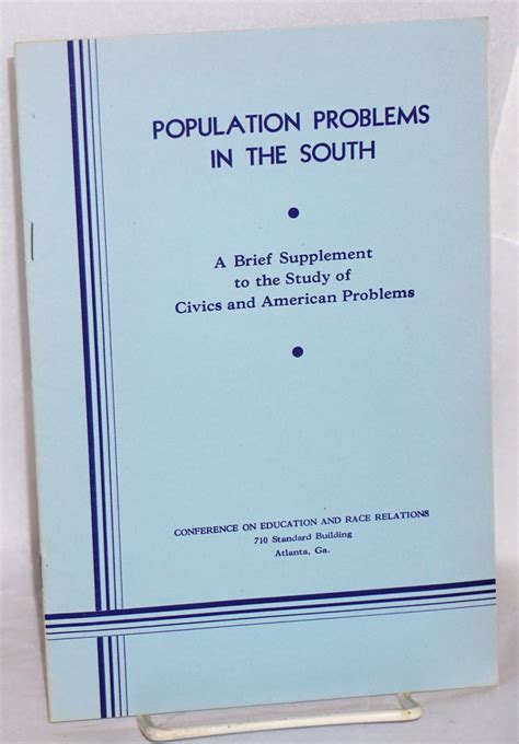Population Problems In The South A Brief Supplement To The Study Of