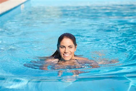 Woman At The Edge Of Swimming Pool Stock Photo Image Of Exotic