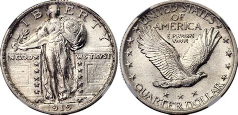 ¼ Dollar Standing Liberty Quarter Stars Below Eagle United States