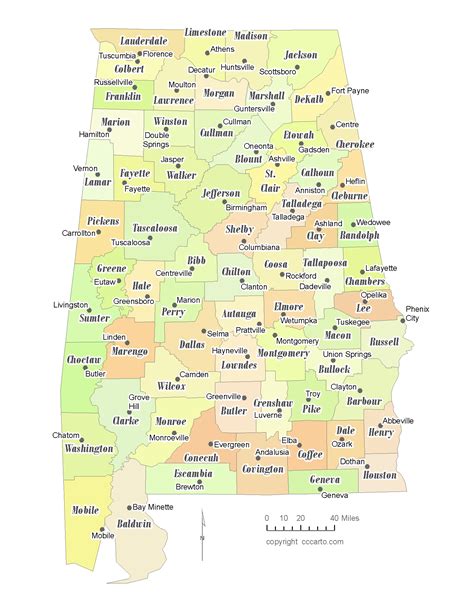Alabama State Map With Counties Map