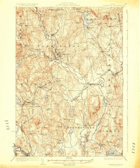 Farmington Maine 1924 1924 Usgs Old Topo Map Reprint 15x15 Me Quad