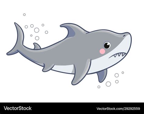 Cute Sad Shark On A White Background Royalty Free Vector