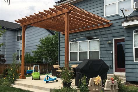 Cedar Pergola Kits Wall Mounted Attached To Home 15x15 16x20 14x18