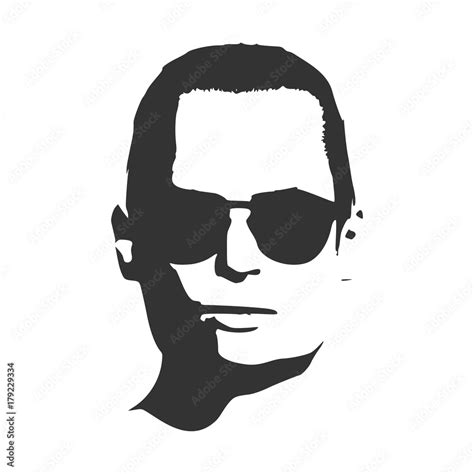 Man Avatar Front View Male Face Silhouette Or Icon Portrait With