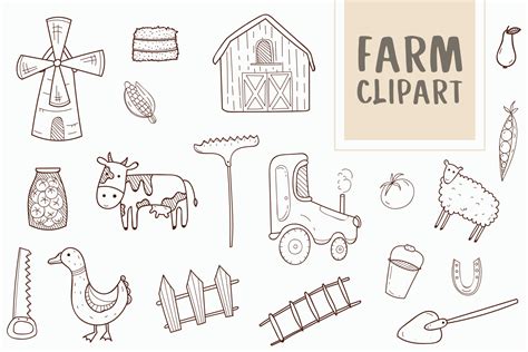Farm Doodle Clipart Collection