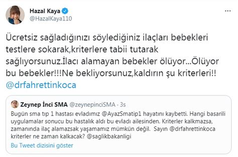 Hazal Kaya Fahrettin Koca yı etiketleyerek isyan etti
