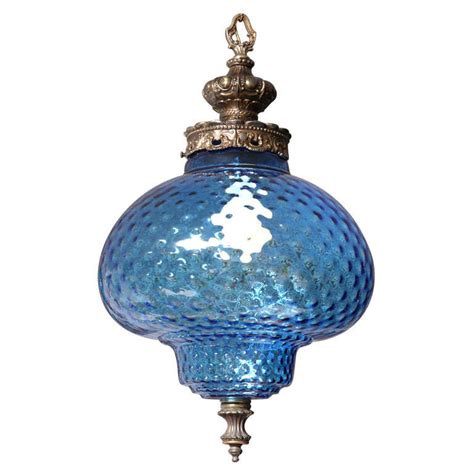 Large Very Blue Glass Chandelier At 1stdibs