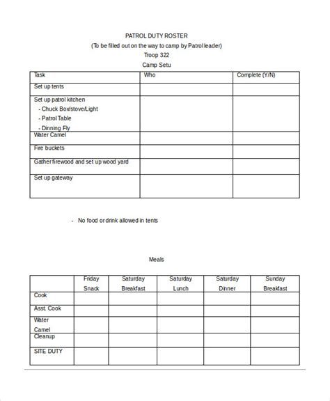 Cleaning Roster Template 12 Free Word Pdf Documents Download
