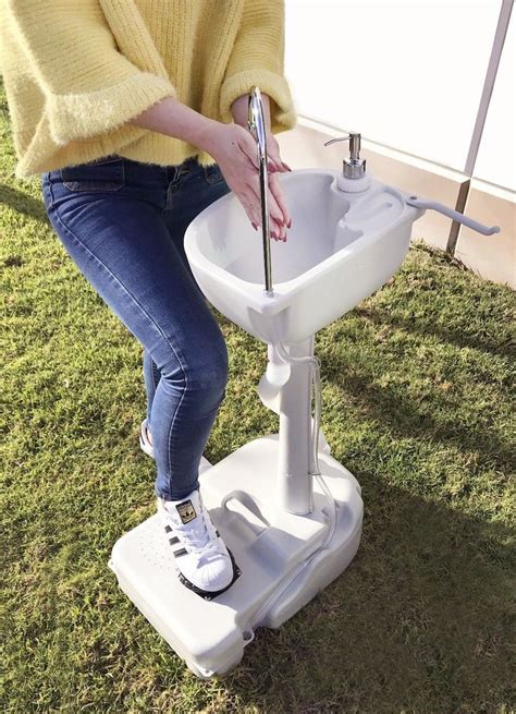 These sinks below have a lot of positive consumer reviews. Portable Outdoor Sink with 19L Water Capacity Rolling ...