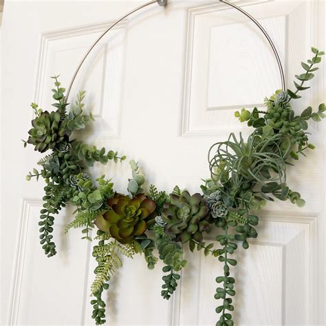14 Succulent Wreath Modern Hoop Wreath With Faux Succulents Hoop