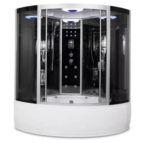 Introducing a whirlpool bath with 7 jets located around the bath tub and behind your back, massaging from all angles. Corner Steam Shower Enclosure & Whirlpool Tub & 55" x 55 ...
