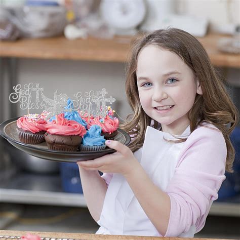 Rsstarxi 24 Pack God Bless and Cross Cupcake Toppers Glitter Angel