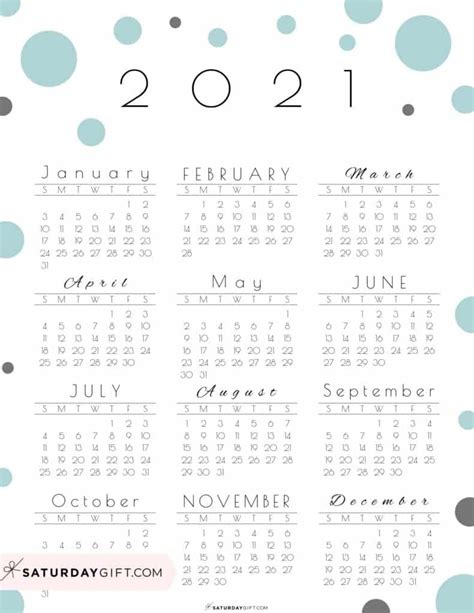 2021 Year At A Glance Calendar Printable Free Letter Templates