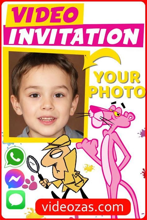 Free Pink Panther Birthday Invitations Video Pink Invitations