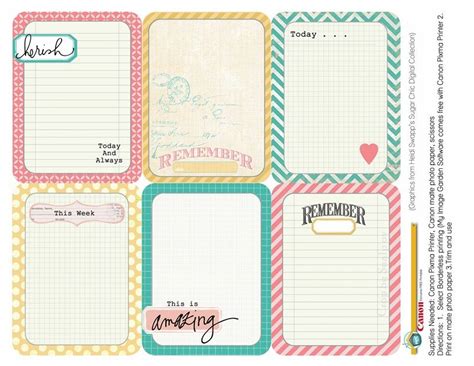 Free Printables Journaling Cards By Heidi Swapp Downloaded And Saved
