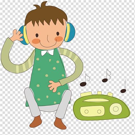 Music Boy Illustration Boy Listening To The Radio Transparent