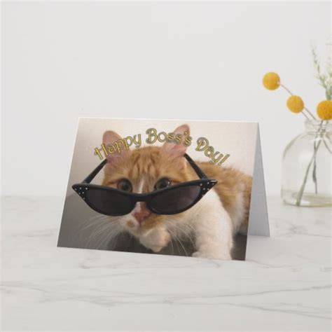 Happy Bosss Day Cool Cat With Sunglasses Card Zazzle Happy Boss