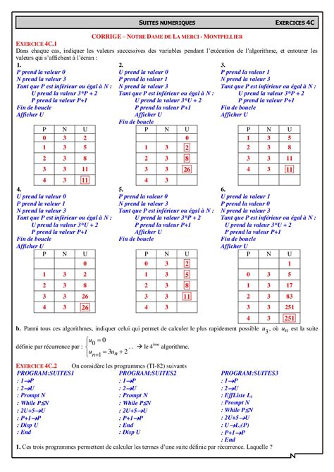 Choisir Le Bon Algorithme Corrig S D Exercices Alloschool