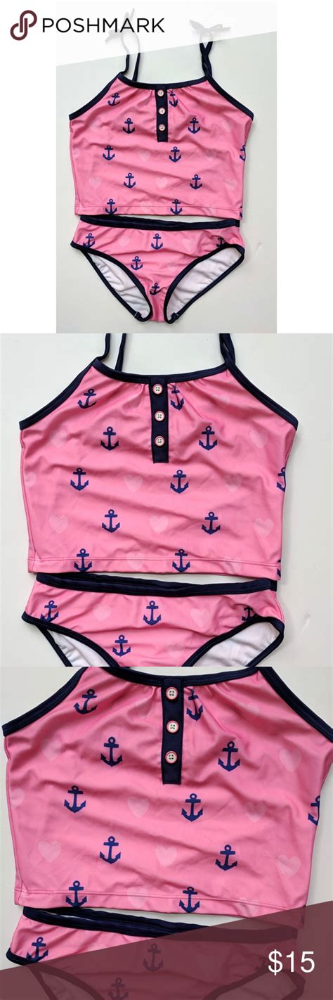 Gymboree Swim Shop Pink Nautical Anchor Swimsuit