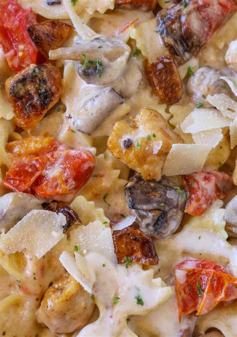 Cook and stir for 2 to 3 minutes or until mushrooms are nearly tender. The Cheesecake Factory Farfalle with Chicken and Roasted ...