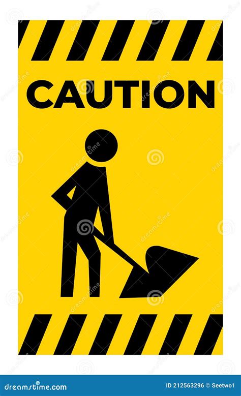 Caution Men At Work Symbol Sign Isolate On White Backgroundvector