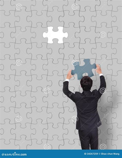 Businessman Making A Puzzle Stock Image Image Of Businessman Male