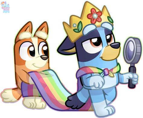 Queen Bluey And Bingo Sticker By Rainboweeveede On Newgrounds Animal