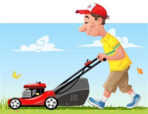 Man Mowing Lawn Illustrations Royalty Free Vector Graphics And Clip Art