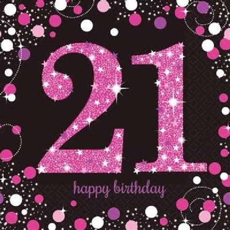 16 X Pink Celebration Age 21 Napkins Pink And Black 21st Birthday Napkins