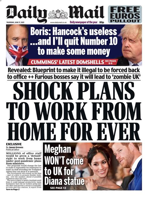 Daily Mail Front Page 17th Of June 2021 Tomorrows Papers Today