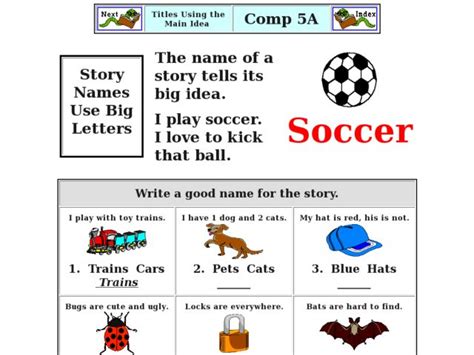 Titles Using The Main Idea Worksheet For Kindergarten 2nd Grade