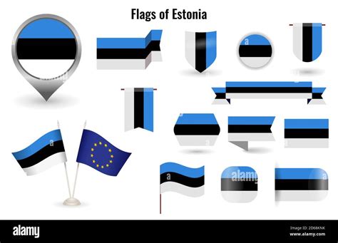 la bandera de estonia gran conjunto de iconos y símbolos plaza y bandera estonia redonda