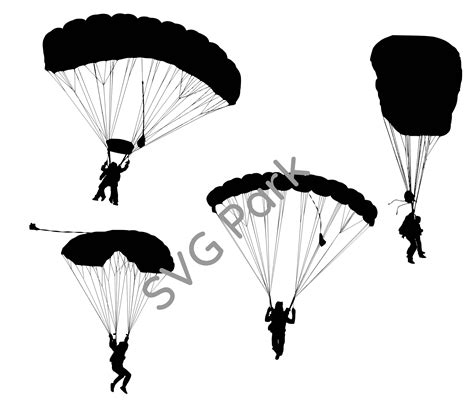 Skydiver Parachute Svg Silhouette Png Eps Pdf Dxf Silhouette Png Svg