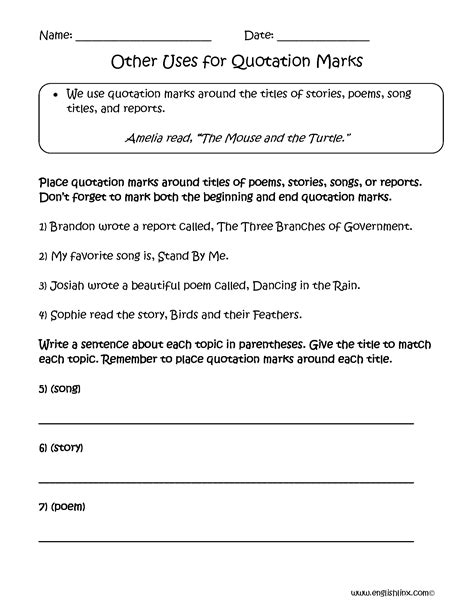 Uses for Quotation Marks Worksheets | Quotation marks worksheet, Quotation marks, Quotations