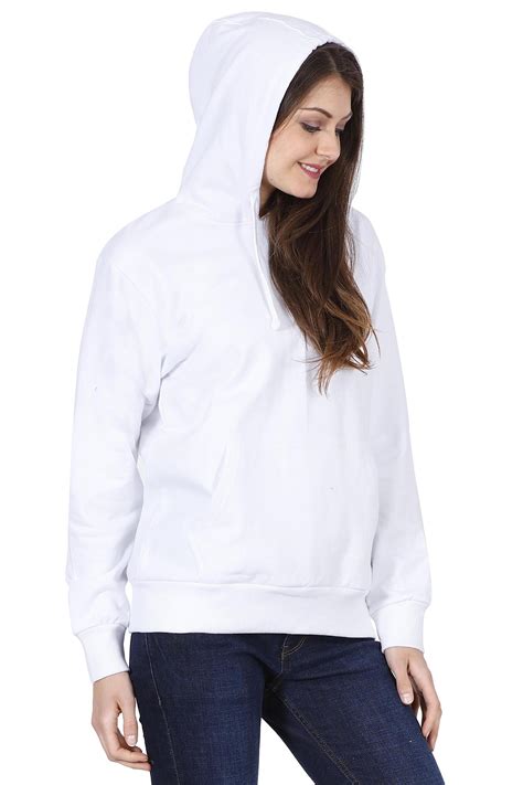 Womens White Hoodie Sweatshirt