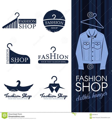 Fashion Shop Logo Blue Jean Clothes Hanger Logo Vector