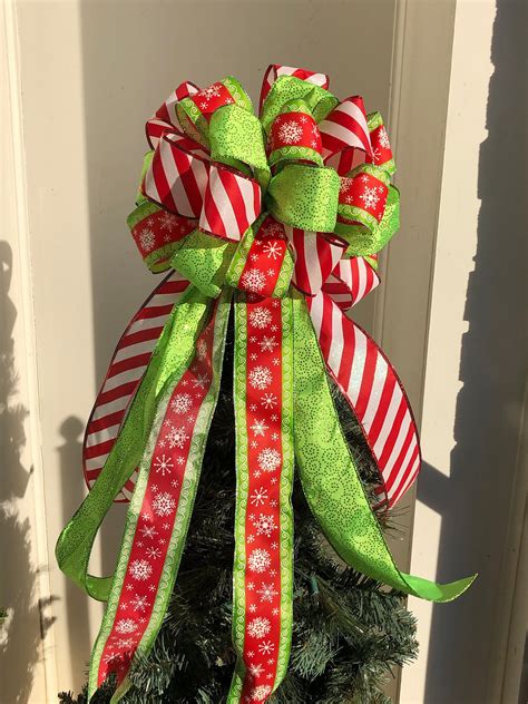 Tree Topper Bow Large Christmas Bow For Christmas Tree Or Etsy Tree