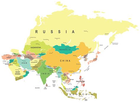 Asia Map Guide Of The World