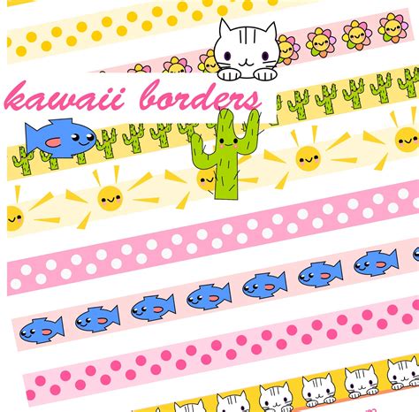 Free Printable Kawaii Borders Planner Stickers Freebie Meinlilapark