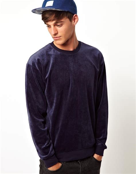 Lyst American Apparel Velour Sweatshirt In Blue For Men