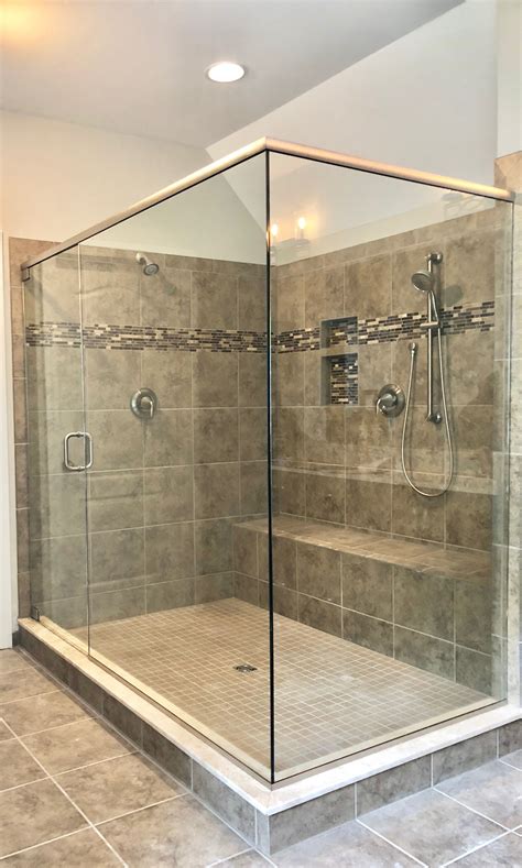 Shower With Brushed Nickel Pivot Hinges And Header By Maryland