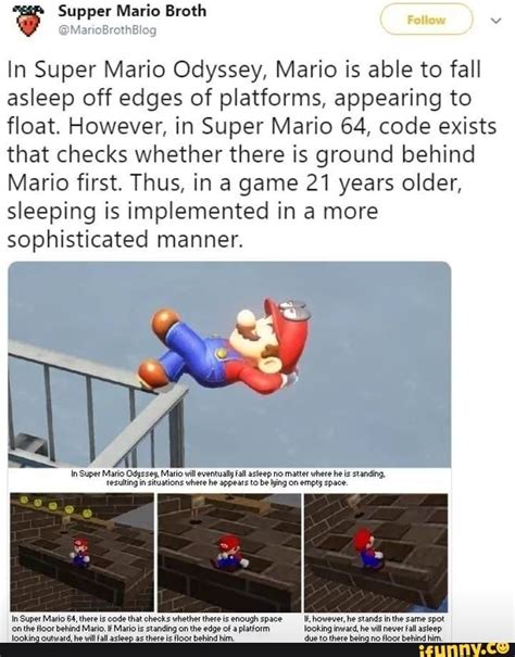 And In Super Mario Odyssey Mario Is Able To Fall Asleep Off Edges Of