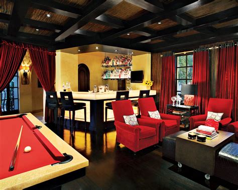 Red Contemporary Bar Luxe Interiors Design