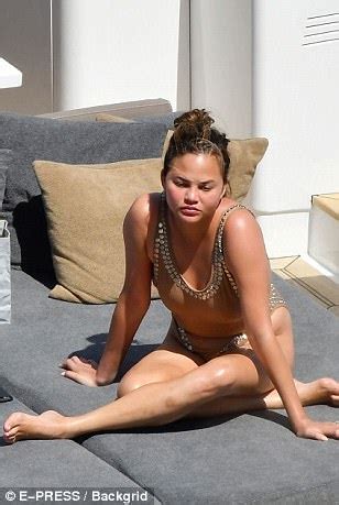 Chrissy Teigen Rocks Swimsuit During French Trip Daily Mail Online