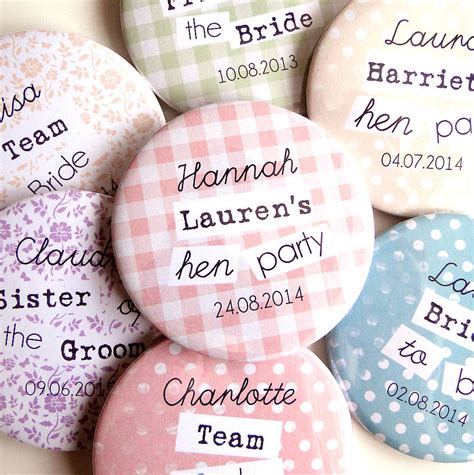 Personalised Hen Party Badges By Peardrop Avenue