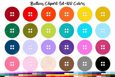 100 Buttons Clipart Set Button Sewing Illustration Clipart